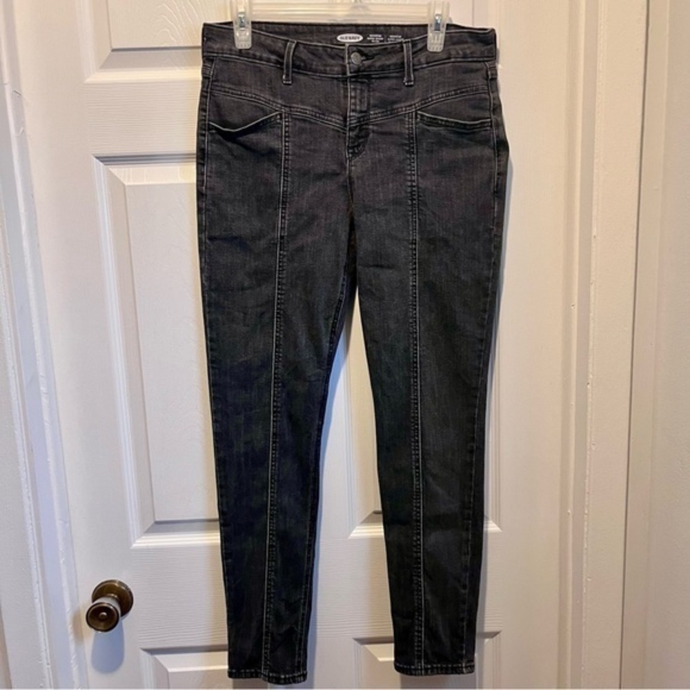 3/30$💥 Old Navy Jeans 8 Medium Black Rockstar Skinny Mid-Rise Women Rock Goth